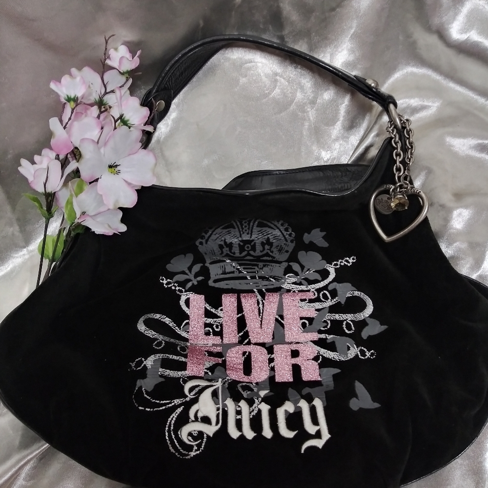 Juicy Couture Black Velvet Shoulder Bag